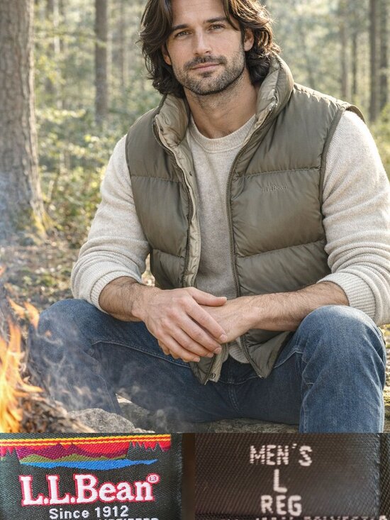 L.L. Bean Other - L.L. Bean Reversible Down Puffer Vest Army green Large Goose Down